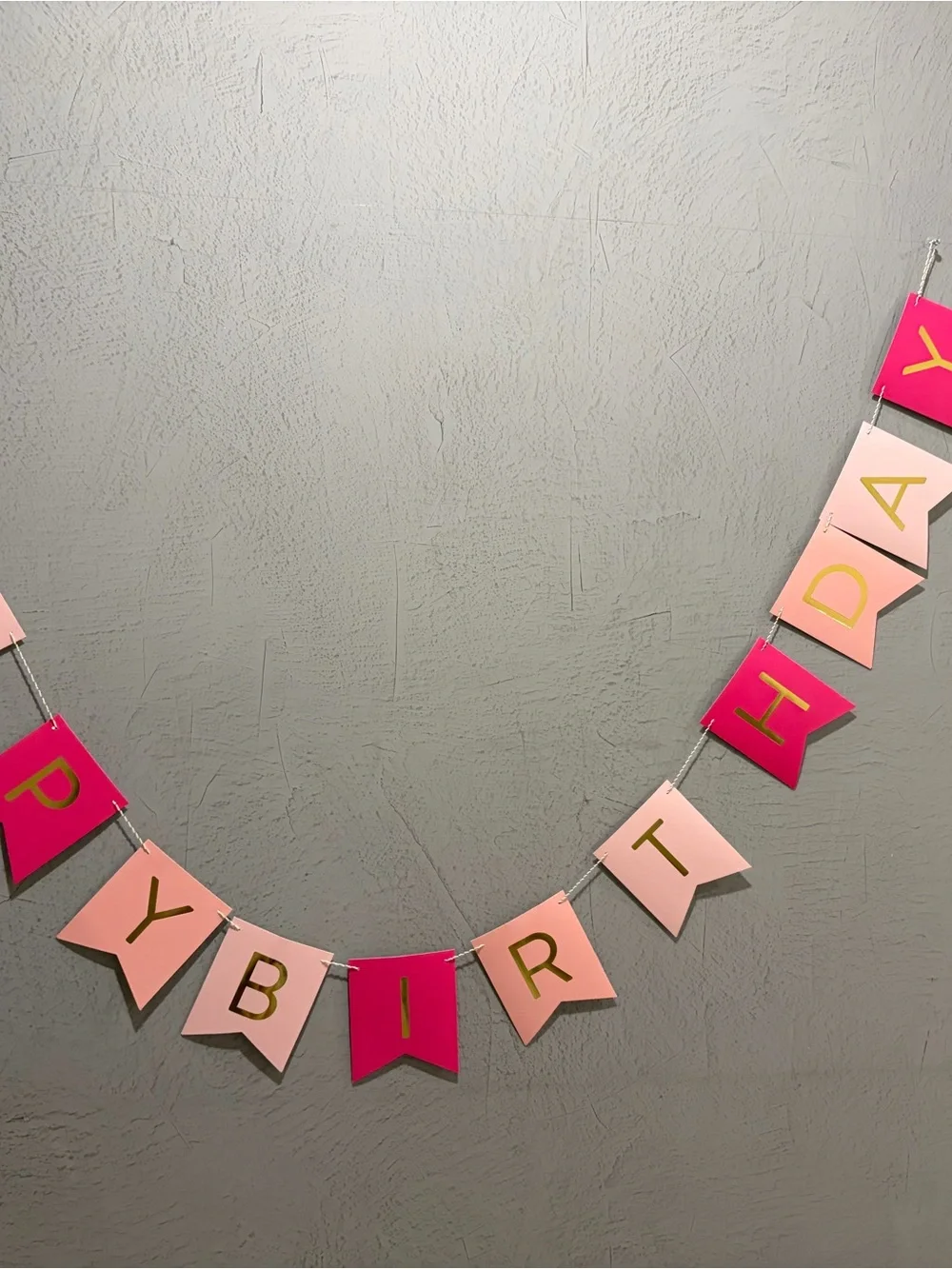 Pink and Hot Pink 'Happy Birthday' Banner Garland - Party Decoration